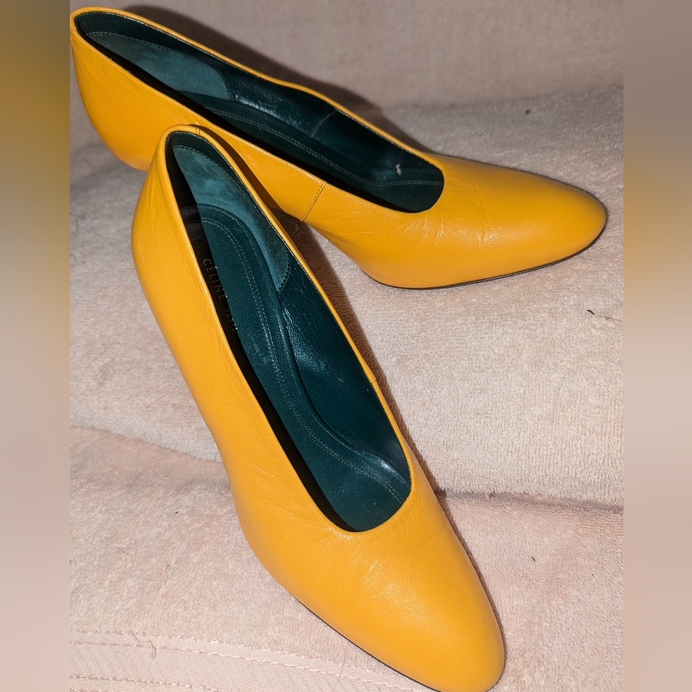 Celine Phoebe Philo Yellow Leather Heels. 36.5 - Picture 3 of 10